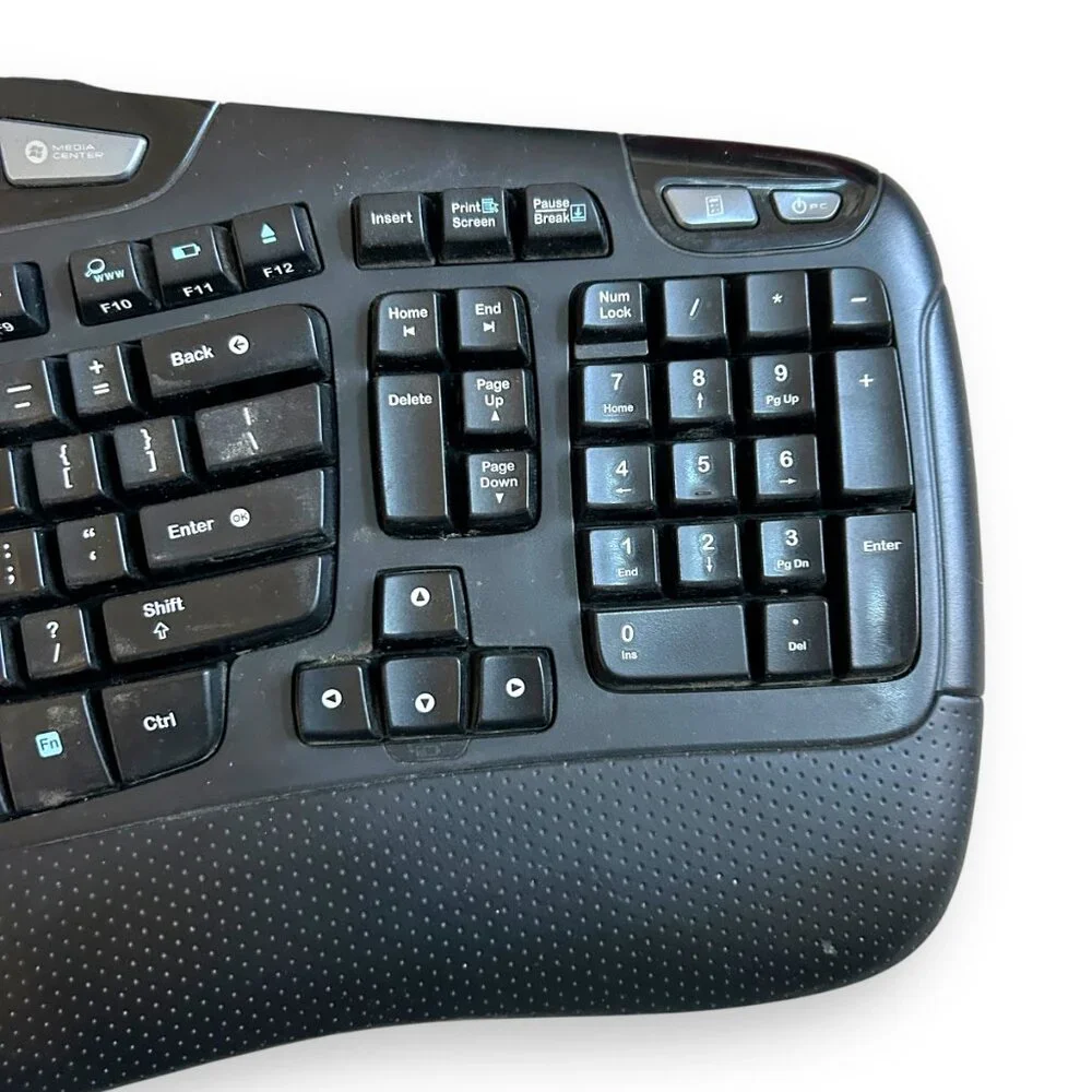 Logitech Wireless Wave K350 Keyboard w/ Mini Receiver, Mouse, No Dongle, Tested